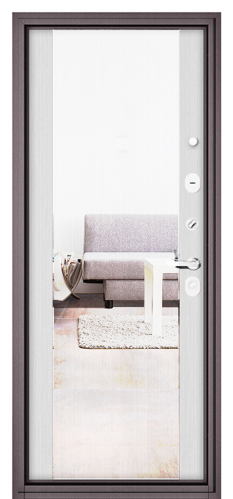 Входная дверь Trust Mass 104 164-Mirror Белый ларче TM-104-BLMA-164M-WHLA